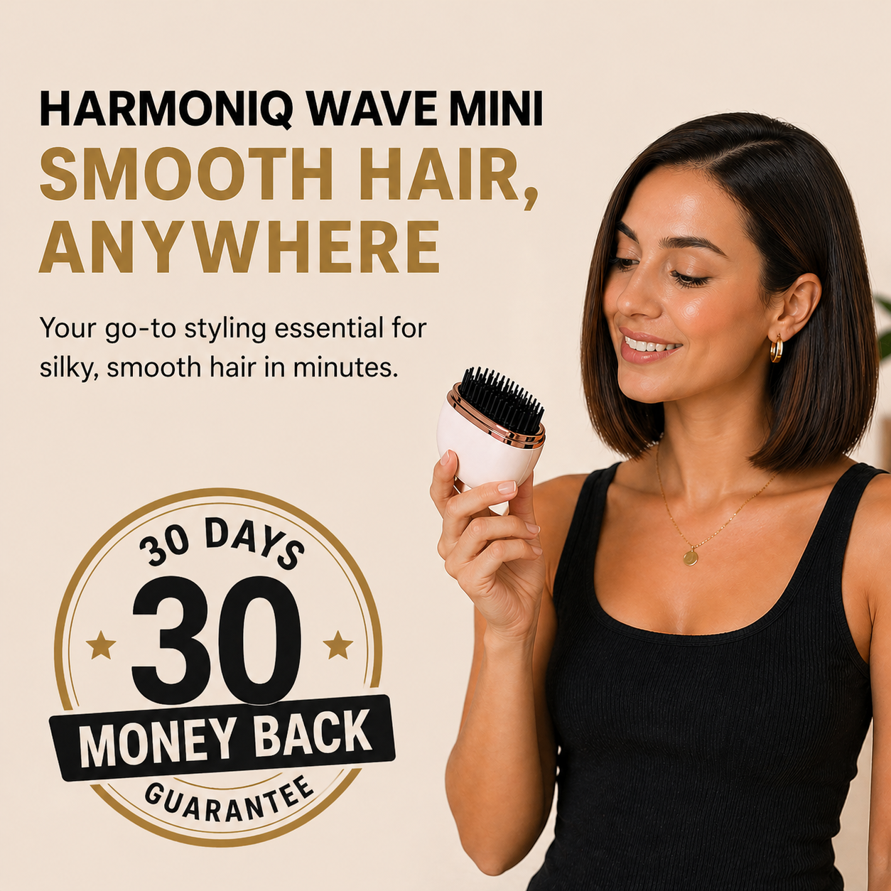 The Harmoniq Mini Pocket-Sized Cordless Heated Brush