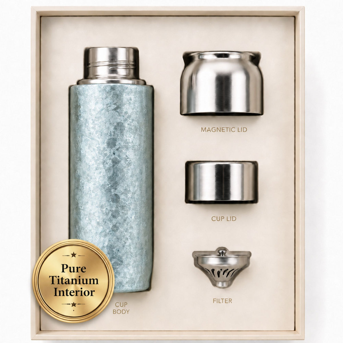 Harmoniq Pure Titanium Bottle Tea Flask + Water Bottle in One