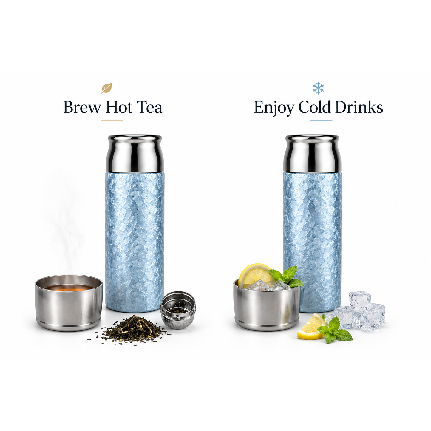 Harmoniq Bottle — Pure Titanium Tea Flask & Water Bottle.