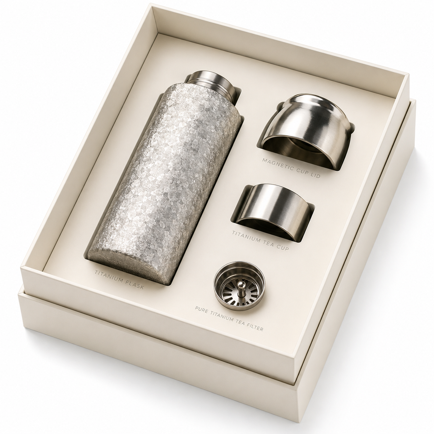 Harmoniq Bottle — Pure Titanium Tea Flask & Water Bottle.