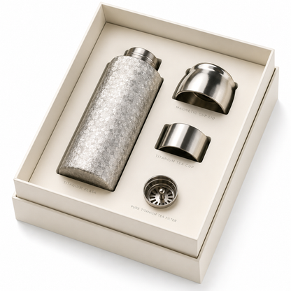 Harmoniq Bottle — Pure Titanium Tea Flask & Water Bottle.