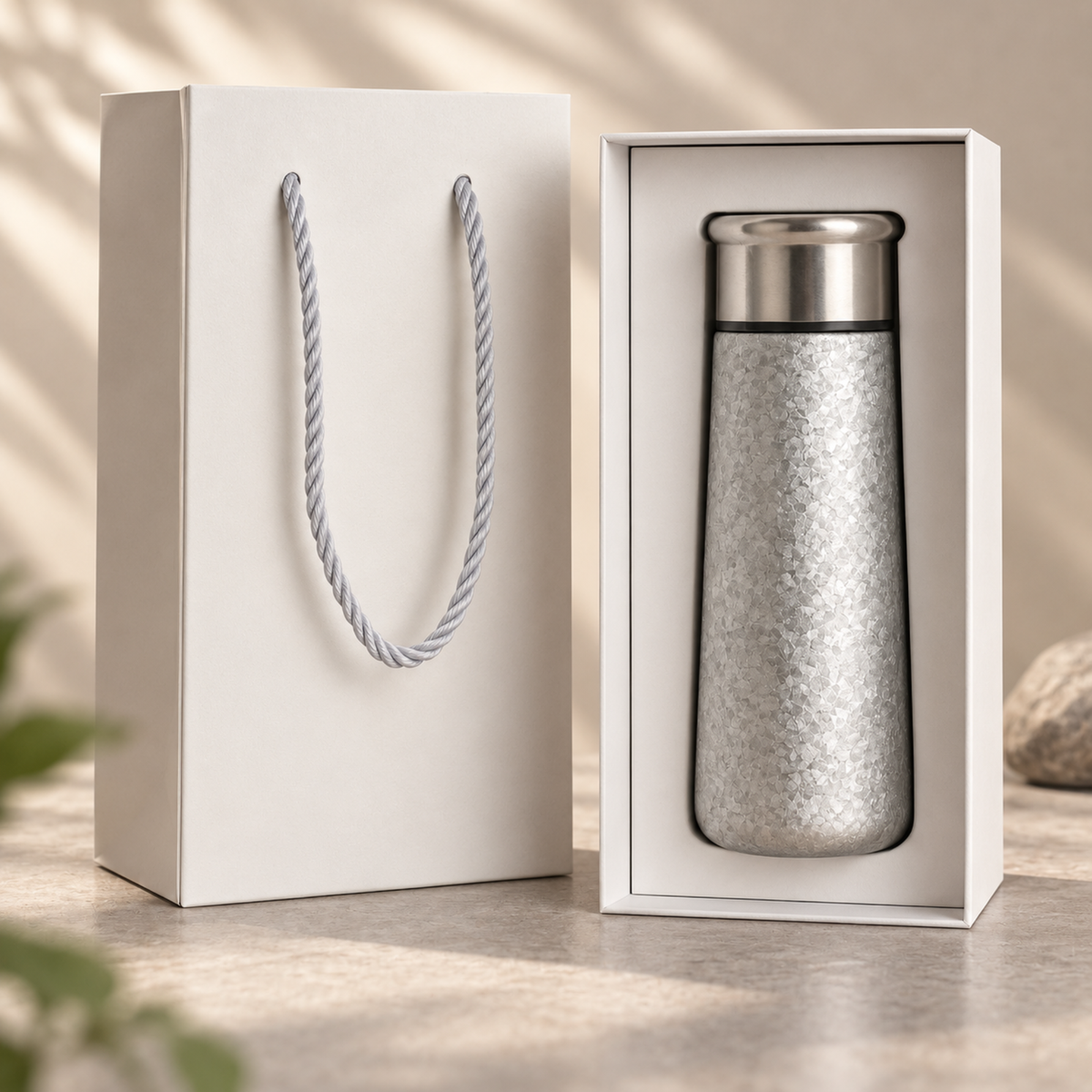 Pure Titanium Coffee Cup & Handbag Water Bottle.