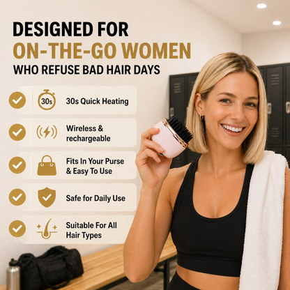 The Harmoniq Mini Pocket-Sized Cordless Heated Brush