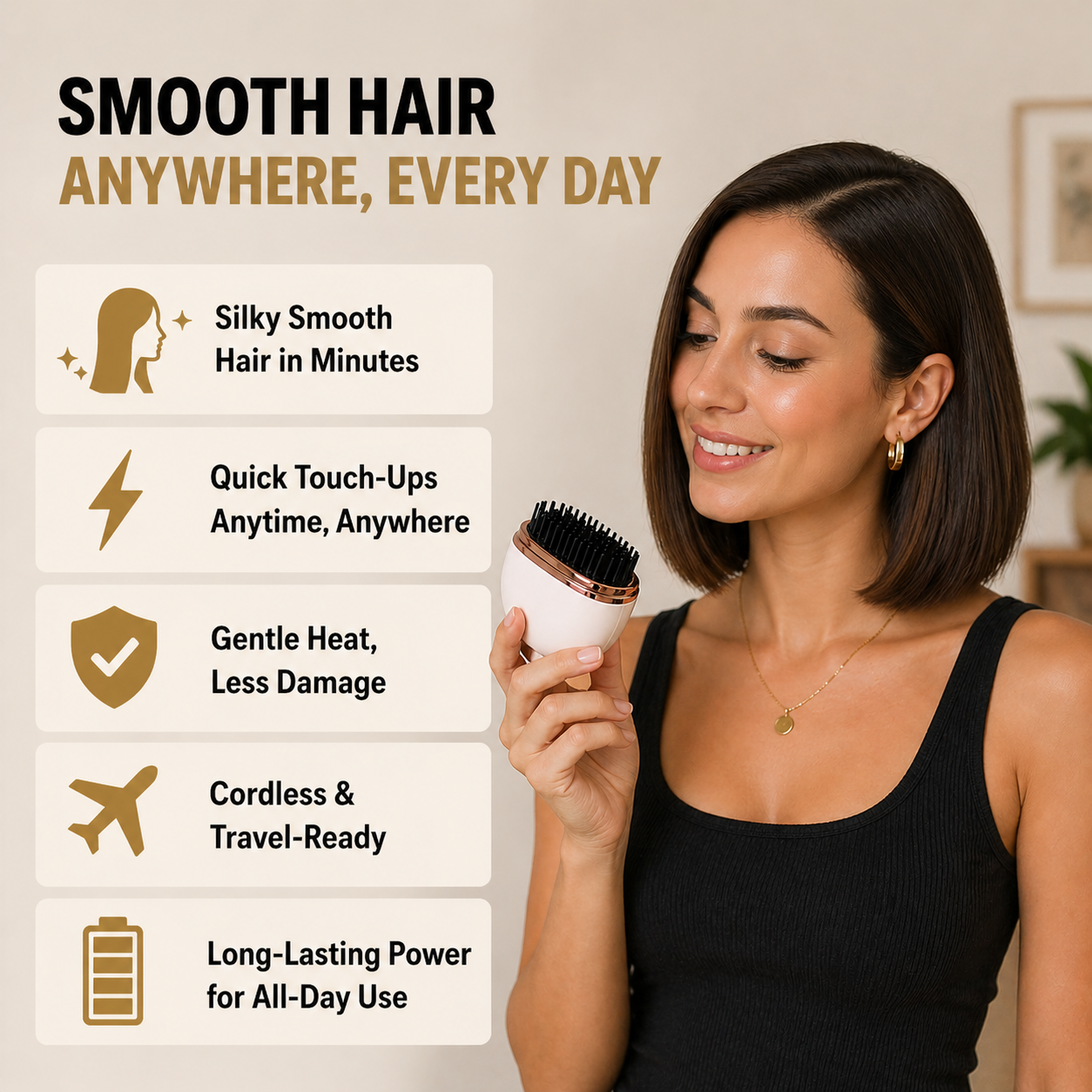 The Harmoniq Mini Pocket-Sized Cordless Heated Brush